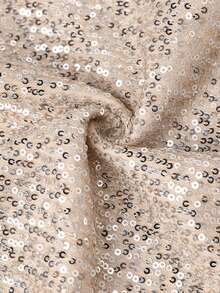 ChicMe Women Sparkly Sequin Blazer Coat Open Front Petal Sleeve Cropped Party Jacket - Champagne - View 8