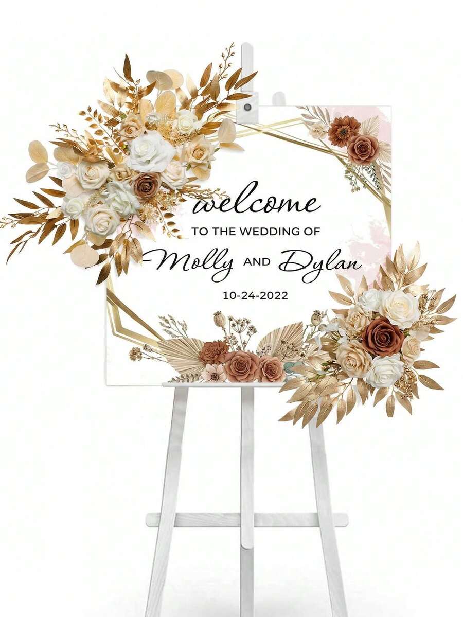 2pcs - Wedding Arch Decor (2pcs Set), Artificial Boho Style Rose Wedding Floral, Wedding Welcome Sign Decor And Arch Decor, Suitable For Wedding Celebration, Home Decor, Baby Shower Party, Birthday Party And Bridal Shower