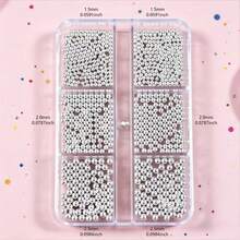 2盒/1套仿珍珠美甲配件，半圆形和全圆形珠饰 - 彩色 - 查看 5