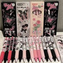 Bộ 4 cọ trang điểm nhanh khô Ins-Style Super Eye-Catching ST họa tiết hoa bướm, toát lên vẻ nữ tính đáng yêu; Bút bi màu trung tính dành cho học sinh, bút đen, vật dụng cần thiết cho mùa tựu trường. - Bộ - Xem 1