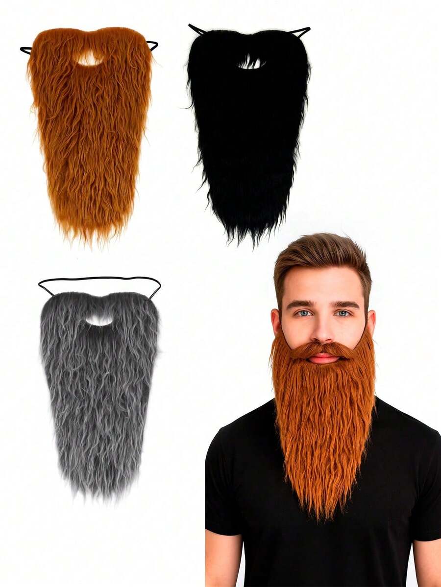 1 pieza Barba de cascada larga, efecto de uso natural, adecuada para Halloween, disfraz de Navidad y mascarada, máscara de barba, cosplay - Multicolor - Ver 1