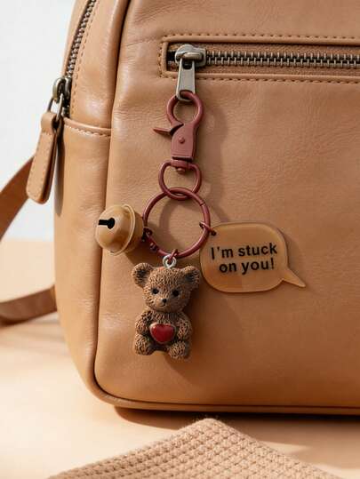 1pc Coffee Color Teddy Bear Keychain For Women, Cute Bear Bag Charm Pendant For Handbag Purse Backpack Travel Bag, Decorative Key Ring For Gym Classroom Matching Game, Daily Use & Gift Giving, Stylish Accessory For Women Girls, Perfect Holiday Gift For Christmas, Valentine'S Day, Birthday, Back To School