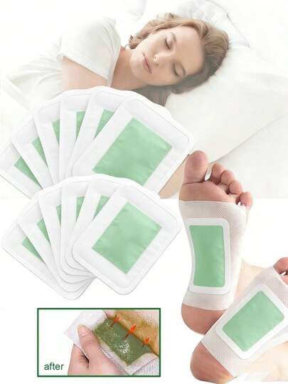 50/30/10/2pcs Green Tea & Mugwort Foot Pads - Specially Designed To Penetrate Acupuncture Points, This Soothing And Breathable Foot Care Product Effectively Absorbs Moisture And Sweat, Making It An Essential Foot Care Item For Any Season. Suitable For Day And Night Use, It's Like A Warm Foot Bath, And A Perfect Gift For Parents And Grandparents.