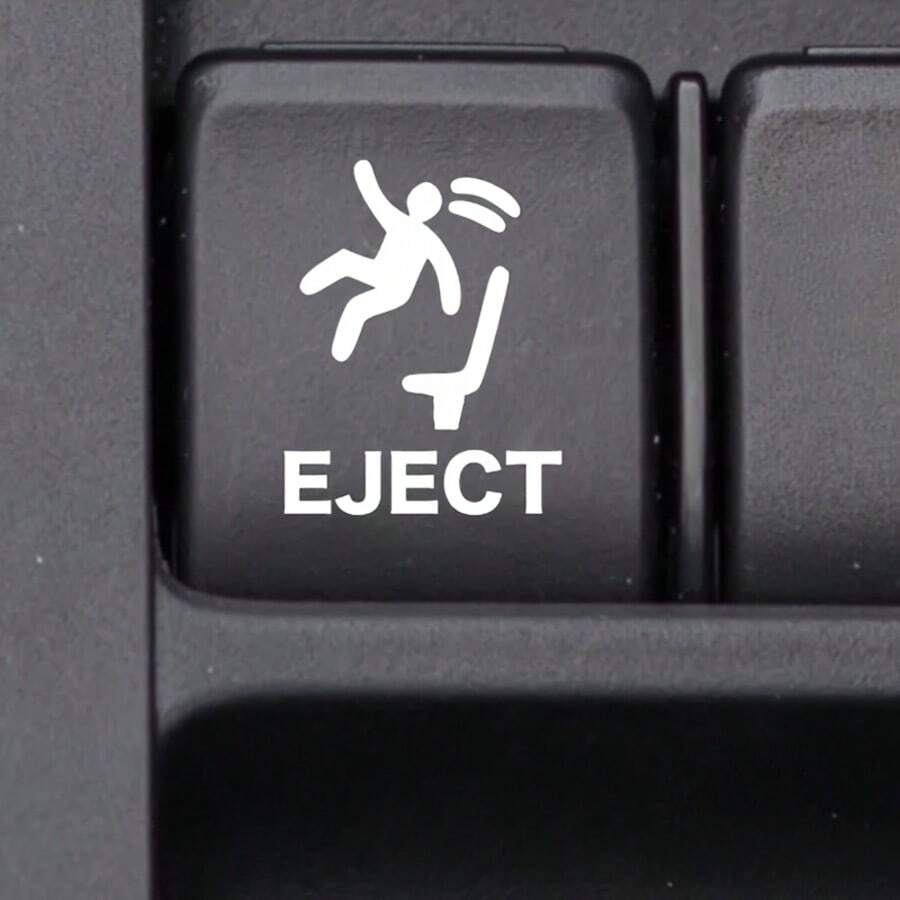 Set Of 2 Eject Button Stickers For Empty Car Buttons, Humorous Car Accessories For Men, Video Game Decals For Vehicles, Prank Gift For Car Enthusiasts, Christmas Decorations - 2pcs/set - View 1