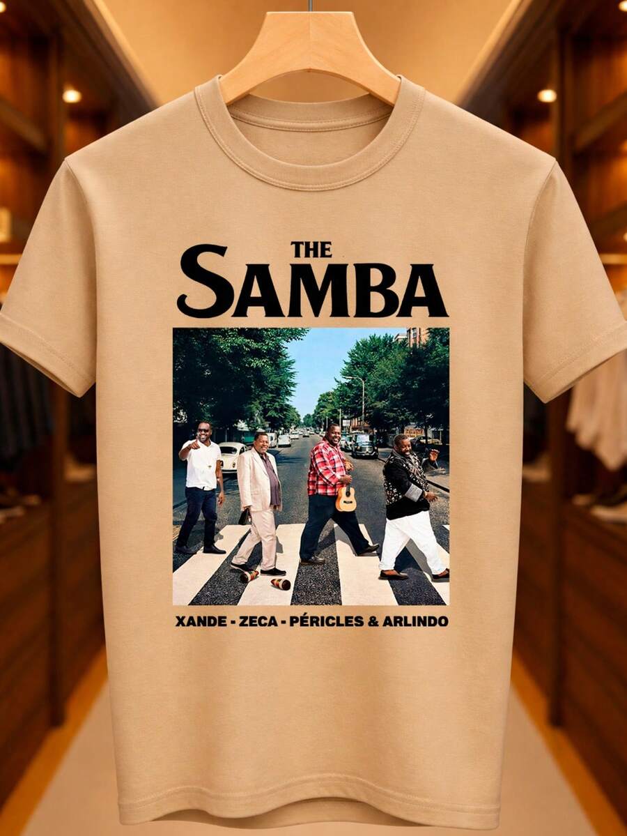 The Parody Beat Zeca Péricles Funny Abbey Road Basic Unisex T-Shirt 100% Premium Cotton – Men's And Women's | Casual, Streetwear, Plus Size, New Release With Immediate Shipping In Various Colors - 卡其色 - 查看 1