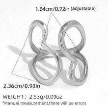 Frminee 3件套/1件镂空爱心金银混色不锈钢戒指套装，个性戒指饰品，适合日常佩戴，节日礼物 - 銀色 - 查看 8