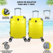 2-Piece Hard-Shell Suitcase Set, 20 And 18 Inches, Hand Luggage, 10KG And 8KG, Lightweight PC+ABS Material, 360° Detachable Wheels With Integrated Lock - Yellow - View 3