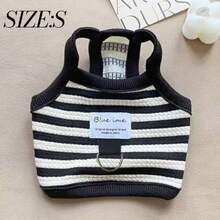 1pc Spring/Summer New Pet Dog Clothes, Striped Vest For Teddy Bear & Small/Medium Dogs - Black - View 12