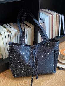 2026 New Arrival Large Capacity Versatile Casual Cute Crossbody Tote Bag, Fashionable Korean Style - Black - View 1