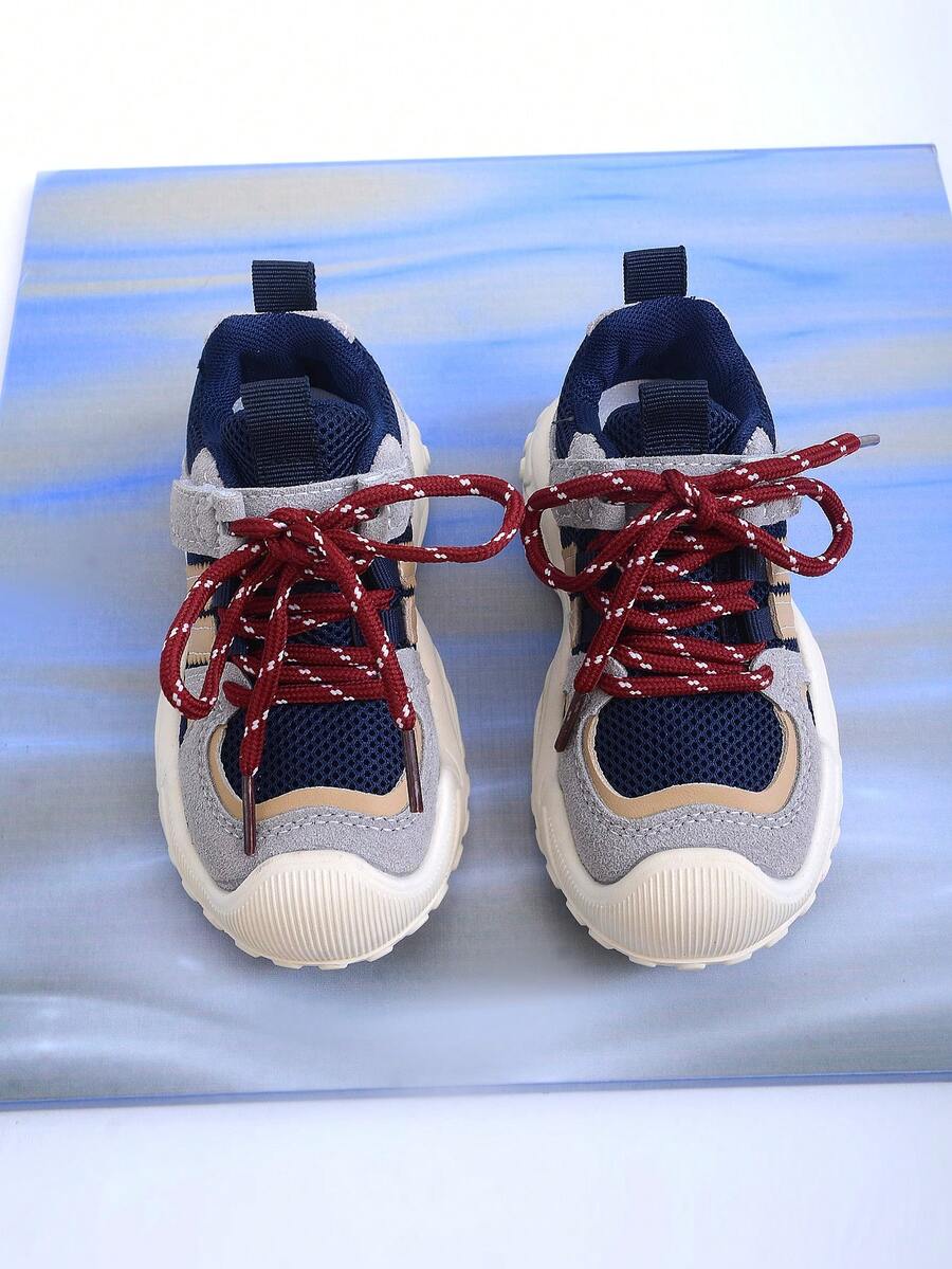 1 Paar bequeme, modische, leichte und atmungsaktive Kinder Sportschuhe mit Klettverschluss, einfach anzuziehen und auszuziehen, geeignet für Innen- und Außenbereich, ganzjährig tragbar - Blau - Übersicht 1