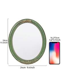 1pc Vintage Lace Pattern Oval Decorative Wall Mirror, European Style Home Decor Wall Art, Creative Vanity Mirror, Suitable For Wall Decor, Dressing Table Mirror And Photography Props - Multicolor - View 7