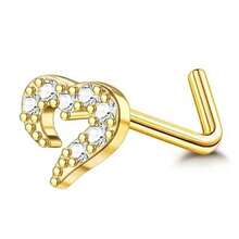 1 chiếc khuyên mũi hình trái tim chữ L, kiểu dáng tối giản dễ thương, dành cho nữ. - Vàng - Xem 3