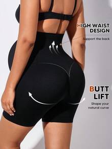 Quần legging ngắn không đường may cạp cao dành cho bà bầu - màu đen - Xem 2