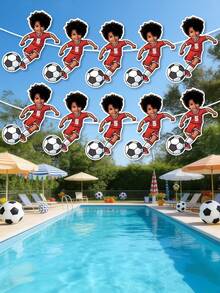 7/14/21pcs Custom Photo Soccer Player Garland – Personalized Kids Soccer Face Banner With Custom Photo & Jersey Color | Fun Sports, Back To School - Multicolor - View 6