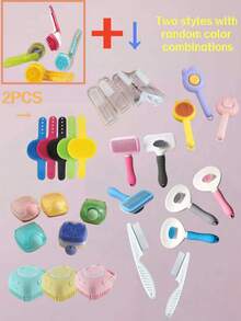 Bộ dụng cụ chải chuốt thú cưng, bao gồm bàn chải silicon mềm, bàn chải massage, bàn chải tắm, bàn chải thép, bàn chải loại bỏ lông rụng, dụng cụ chăm sóc cho chó và mèo để tắm, chải, massage, loại bỏ lông rụng. - Nhiều màu - Xem 14