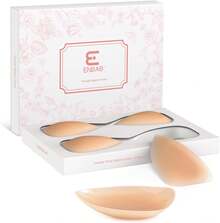Nipple Covers Women, Reusable Adhesive Silicone Bra Pasties No Show Strapless Dress - Cream 4pair - View 13