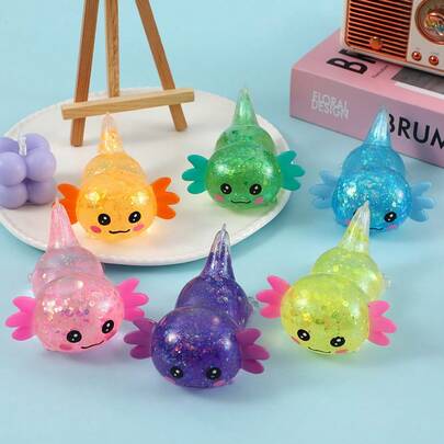 1pc Glowing Hamster Squeeze Toy: Colorful Glowing Hamster Stress Relief Toy, Made Of Soft And Transparent Silicone Material, Used To Relieve Stress And Anxiety, Cute Aquatic Creature Stress Relief Toy Suitable For Children And Adults, Perfect Gift For Wedding Season And Mother's Day.