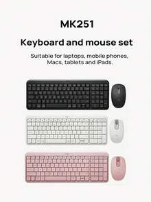 Logitech Office Bluetooth Wireless Keyboard And Mouse Combo | Compact Ergonomic Design, Built-In Stand, Compatible With Laptops, Mobile Phones, Macs, Tablets, IPads, And More, K251+M196 - View 1