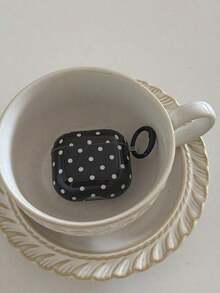 Minimalist Black And White Polka Dot Pattern Bluetooth Earphone Case For Apple AirPods 3, Soft Protective Case, Compatible With Apple AirPods 4/2 Wireless Bluetooth, Pro New Third/Second Generation, Niche Heart-Shaped Pendant Anti Drop Compatible With AirPods First Generation Birthday Gift Party - 黑色 - 查看 4