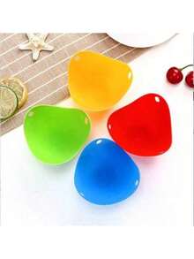 4pcs Non-Stick Silicone Egg Rings, Suitable For Microwave, Air Fryer, Stovetop - Kitchen Tool For Perfect Poached Eggs - Multicolor - View 2