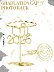 2026届毕业帽毕业照展示架，2英寸2026届毕业典礼桌号牌架，适用于毕业派对用品、舞会晚宴、自助餐派对用品、中心装饰品、毕业典礼桌号牌架、卡片架 - 金色 - 查看 4