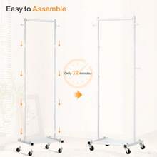 MISSLO - Percheros pequeños para colgar ropa con ruedas 60 pulgadas estante de ropa con estantes estante portátil con ruedas para espacio pequeño color blanco - Blanco - Ver 5