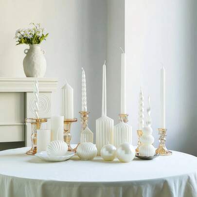 2pcs 18cm Pearl White Spiral Candles - Smokeless And Dripless, Elegant Twisted Design, Suitable For Wedding Season, Easter, Romantic Dinner, Desktop Decor, Wedding Favors, Party Decorations And Cross-Border Wholesale