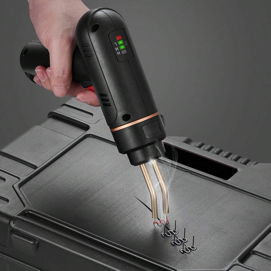 Cordless Plastic Welder, 120W Plastic Welding Gun With 400PCS 4 Types Hot Staples, Rechargeable Hot Staple Welding Gun, Plastic Car Bumper Repair Kit For Kayak, Toys, Plastic Crack Repair - 120W - View 1