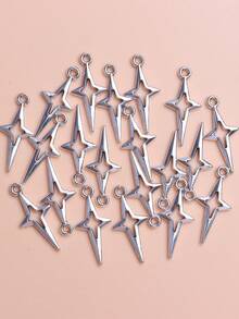 20 piezas Colgante DIY de plástico estrella de cuatro puntas - Plateado - Ver 5