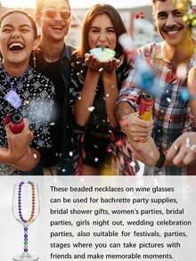 30 piezas Decoraciones de cuentas de plástico para copas de vino, collares, copas de vino para fiestas de cumpleaños, collares de cuentas de plástico para copas de vino, decoraciones de cuentas divertidas para copas de vino, decoraciones para bodas y cumpleaños, decoraciones para copas de vino, copas de vino para despedidas de soltera, regalos para fiestas de cumpleaños, suministros para fiestas, decoraciones para duchas nupciales, regalos para fiestas de bodas y cumpleaños de adultos - Multicolor - Ver 9