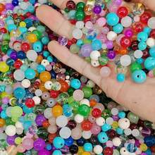 6mm/200 piezas Cuentas de vidrio de unicolor, accesorios DIY para hacer pulseras, collares y joyería a mano - colores mezclados - Ver 3