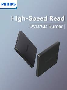 PHILIPS High-Speed External CD/DVD Drive, Lightweight And Portable Design, USB Plug-And-Play And Driver-Free, Perfectly Compatible With Laptops/Desktops And Other Devices, Supports CD/DVD Disc Reading And Burning, Easily Realizes Data Backup, Music Playback, Software Installation And Other Functions, Ultra-Quiet Operation, Stable And Reliable! - View 2