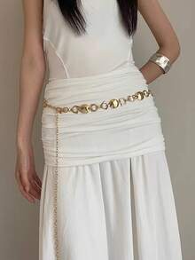 1件装女士金色合金波西米亚马蹄形扣腰链 - 金色 - 查看 4