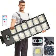 2/1PCS Super Bright 1000-Lumen Solar Street Light, 504-Number LED Beads, Outdoor Large Street Light, With Voice-Activated Guanglu Motion Sensor And Remote Control, Yellow To Green Light Automatically Turns On, Floodlight, Suitable For Non-Motorized Lanes, Commercial Areas, Parking Lots, Construction Sites, And Lane Illumination - outdoor large street light - 查看 10