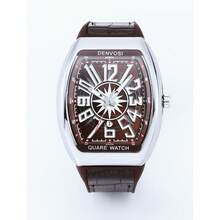 Men's Starry Sky Barrel Luxury Watch With Silicone Strap - Mocha Brown - View 10