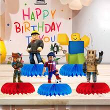 Roblox 5pcs Paper Honeycomb Game Themed Decorations, Themed Decor For Game Birthday Room Decoration, Tabletop Centerpiece - Roblo Honeycomb - View 3