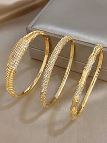 Bộ vòng tay bằng đồng mạ vàng 18K đính pha lê toàn bộ, vòng tay vàng, vòng tay đồng, trang sức mạ vàng, lý tưởng để đeo hàng ngày, quà sinh nhật, hẹn hò, tiệc tùng, lễ Phục sinh, lễ hội Carnival, quà tặng ngày Valentine, trang sức mùa hè, trang sức phong cách Boho, quà tặng ngày của mẹ. - Nhiều màu - Xem 13