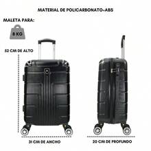 Juego de maletas rígidas 2 piezas 20 y 18 equipaje de mano 10KG y 8KG ligero material PC+ABS ruedas 360° desmontables con cierre integrado - Negro - Ver 2