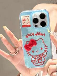 SANRIO Ốp lưng điện thoại thời trang cao cấp mới, họa tiết Hello Kitty 3D màu xanh băng giá, nơ đỏ, tương thích với iPhone 17 Pro Max/16 Pro Max/Plus/15 Pro Max/14 Pro Max/13 Pro Max/12 Pro Max/11 Pro, ốp bảo vệ điện thoại hoạt hình nữ tính sáng tạo, cá tính. - Nhiều màu - Xem 3