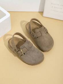 Sandal Bakiak Anak-Anak Bergaya Vintage dengan Gesper, Sandal Selop Bertali Belakang dengan Sol Lembut dan Ujung Tertutup, Sandal Kasual Anak-Anak - Khaki - View 2