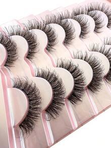 7对娃娃款自然假睫毛 - 白色棉线透明杆漫画风格假睫毛，卡通仙女设计，蓬松柔软，可重复使用，适合新手使用的美妆嫁接假睫毛，条状假睫毛，睫毛，假睫毛 - 黑色 - 查看 5