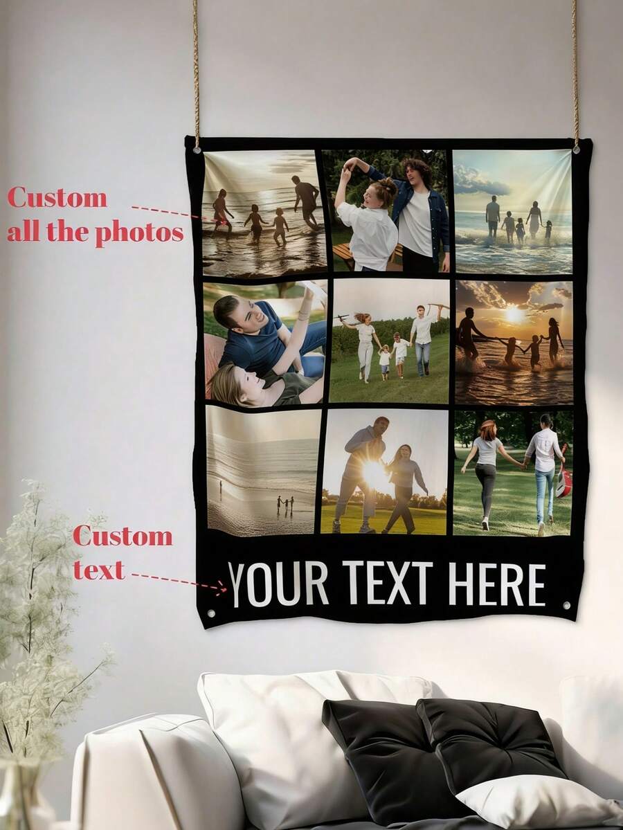 Customizable Party Backdrop Banner, Can Add Personalized Photos And Text. Perfect For Weddings, Anniversaries And Valentine's Day Celebrations. This Reusable Banner Is A Versatile Photo Collage Backdrop - Multicolor - View 1