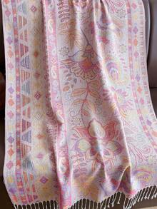 1pc Women's Vivid Paisley & Paisley Pattern Jacquard Scarf/Shawl, Versatile For Daily Wear, Suitable For Outfits Winter Fall,Beach,Holiday - Pink - View 4