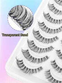 10对蓬松假睫毛 - 浓密纤长，交叉3D睫毛，可重复使用，柔软轻盈，貂毛般质感，打造迷人眼妆 - 黑色 - 查看 2