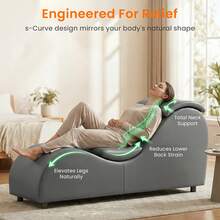 Modern Faux Leather Yoga Chaise Lounge Indoor With Pillow - Grey - View 5