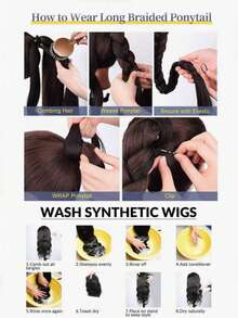 合成假发马尾辫，女士款式，四股辫，自然蓬松，合成纤维马尾辫，适合日常佩戴。 - 彩色 - 查看 8