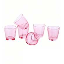 6pcs Heart-Shaped Glass Cup Set, Cute Mini Bar Accessories, Wedding Heart-Shaped Glass Decor, 1.5oz Capacity, Suitable For Limoncello, Vodka, Aperitif, Dessert, Espresso, Tequila, Ideal For Valentine's Day, Wedding, Easter, Mother's Day - Multicolor - View 4