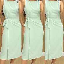 Women's Luxury Tailored Dress, Elegant With Tie Closure | Zipper | Comfortable And Stylish - 淺綠色 - 查看 3