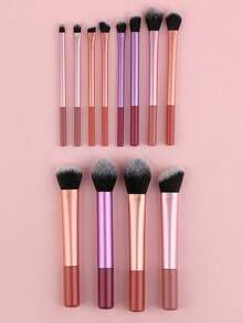 12pcs Professional Makeup Brush Set - Soft Synthetic Bristles, Multi-Color Long Handles, Suitable For Face & Eyes, Portable Size, Vegan & Cruelty-Free, Including Foundation, Blush, Eyeshadow, Concealer, Lip And Contour Brushes - Multicolor - View 6