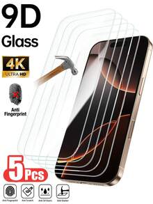 Yezodawee 5pcs 9H Hardness Tempered Glass Screen Protector, Compatible With IPhone 15 Pro Max/15 Pro/15 Plus/16 Pro Max/16/16e/16 Pro/16 Plus/14 Pro Max/14/14 Pro/14 Plus/13 Pro Max/13/13 Pro/12/11/XR - Clear - View 25